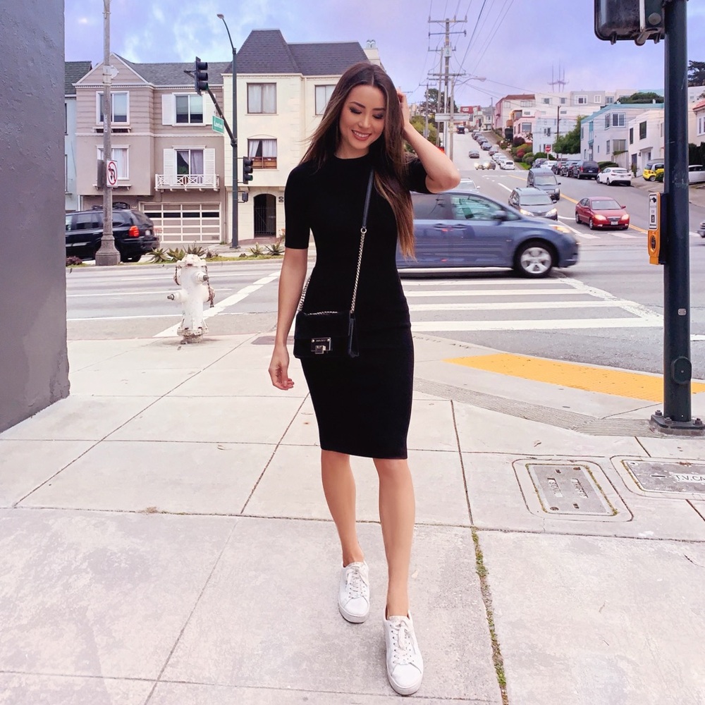 LEITH Stretchy Ribbed Bodycon Dress